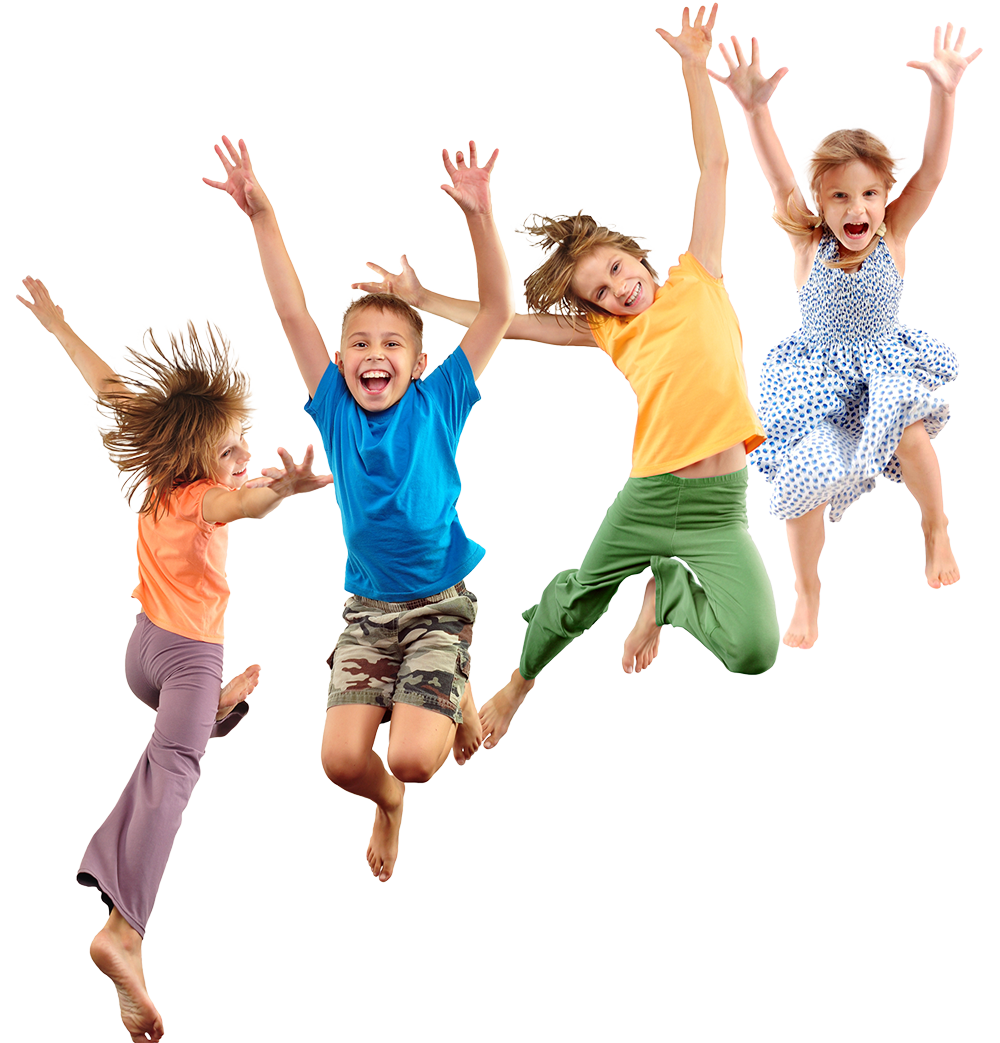 image of happy children jumping